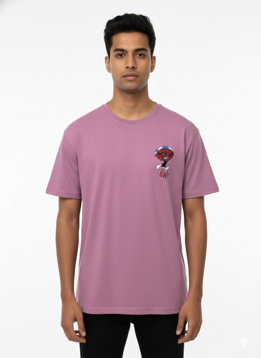 Men’s Maroon Graphic Printed Down Shoulder T-Shirt | Premium Cotton | 220 GSM
