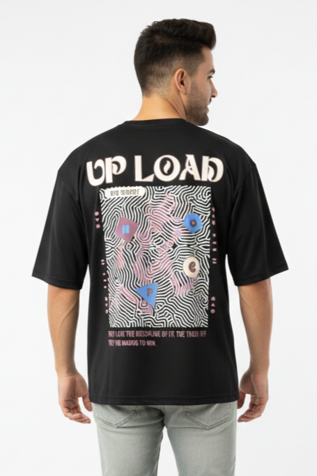 Men’s Maroon Graphic Printed Down Shoulder T-Shirt | Premium Cotton | 220 GSM